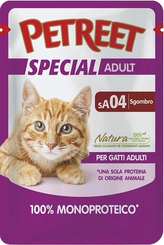 Petreet Monoproteico Sgombro Cibo Umido Gatto Adulto Bustina 70g