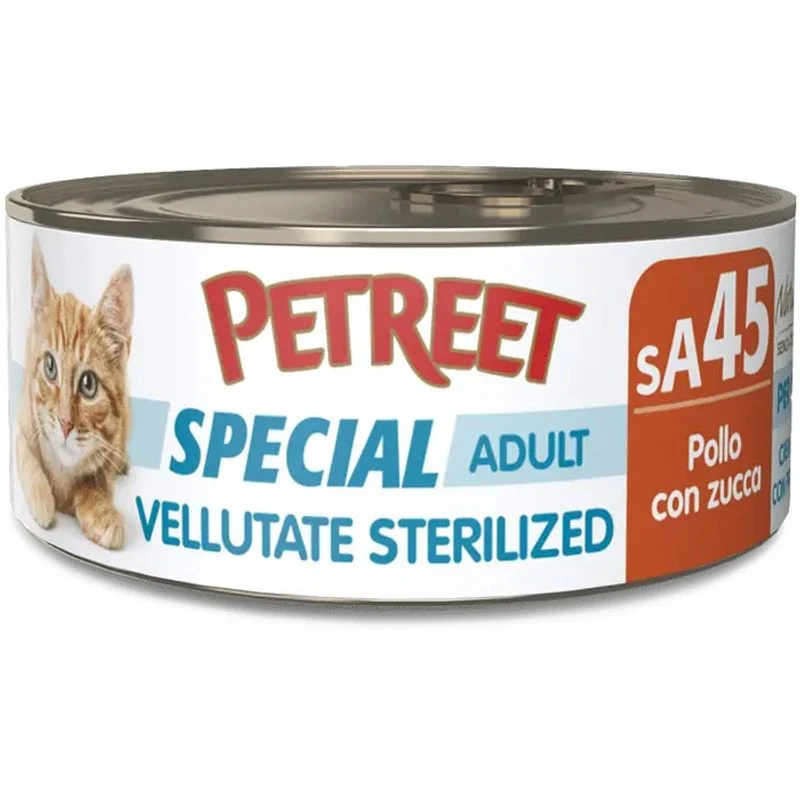 Petreet Vellutate Pollo Con Zucca Cibo Umido Gatto Sterilizzato Barattolo 70g