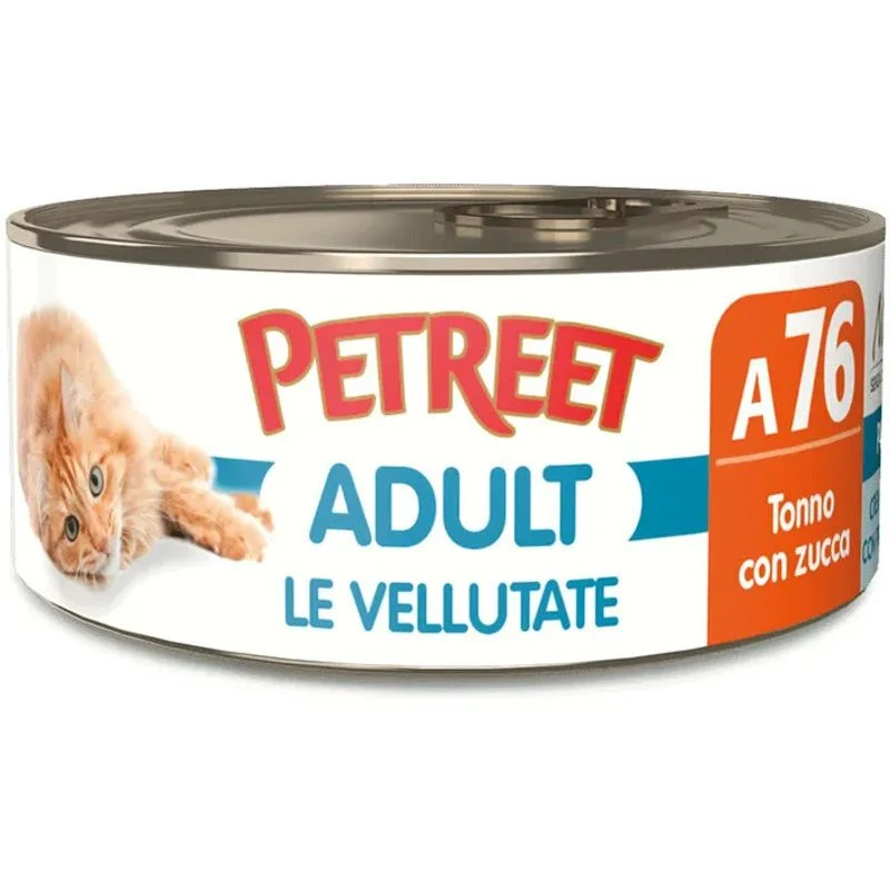Petreet Vellutate Tonno Con Zucca Cibo Umido Gatto Adulto Barattolo 70g