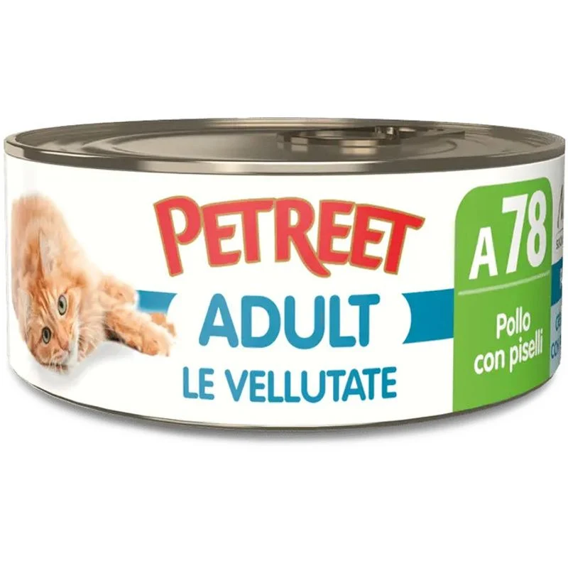 Petreet Vellutate Pollo Con Piselli Cibo Umido Gatto Adulto Barattolo 70g