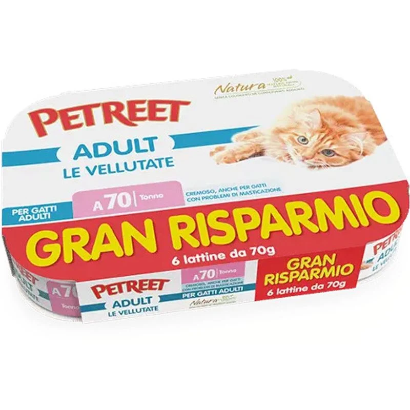 Petreet Vellutate Tonno Cibo Umido Gatto Adulto 6x70g