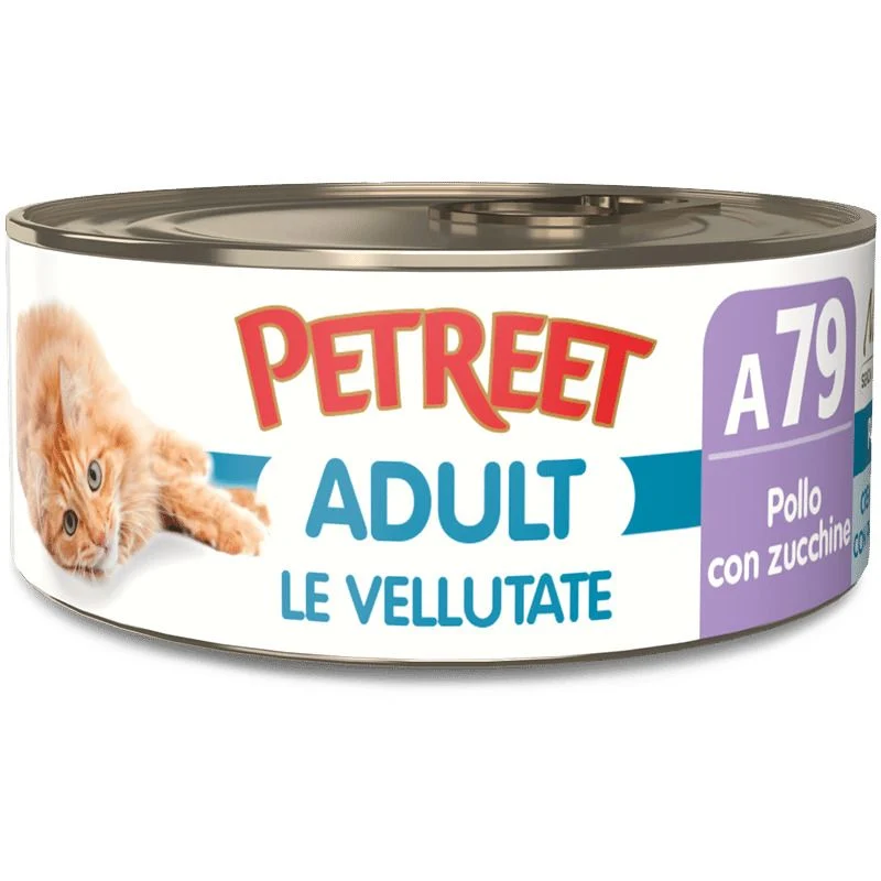 Petreet Vellutate Pollo Con Zucchine Cibo Umido Gatto Adulto Barattolo 70g