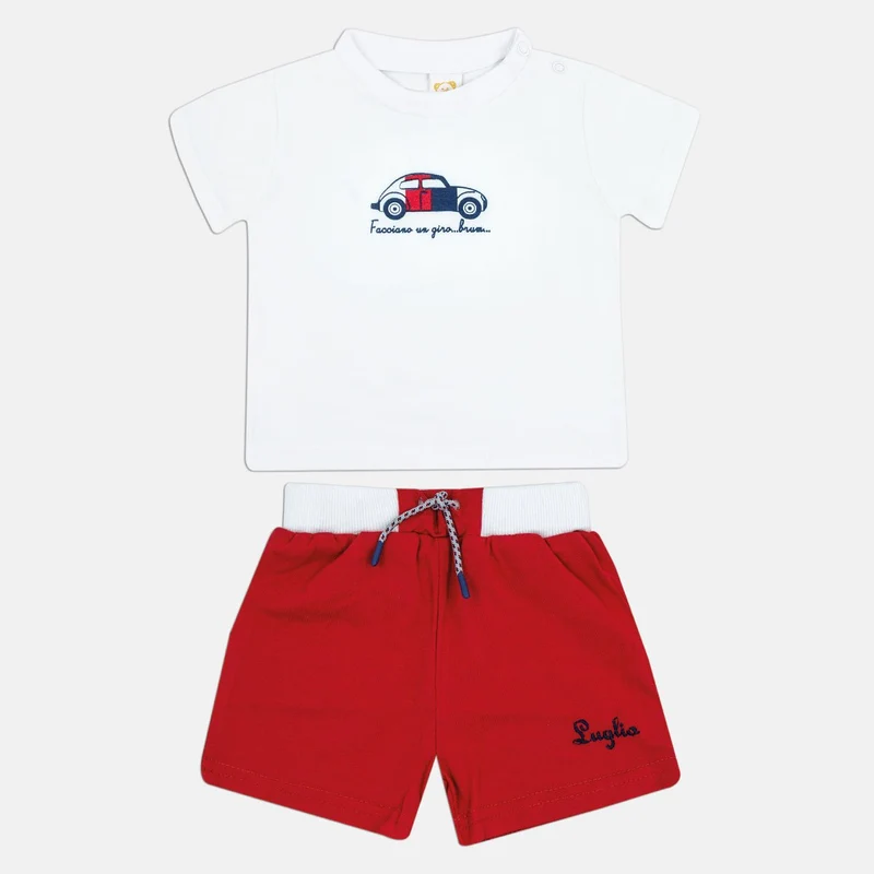 Completo Pantaloncino E T-Shirt Con Macchinina, luglio