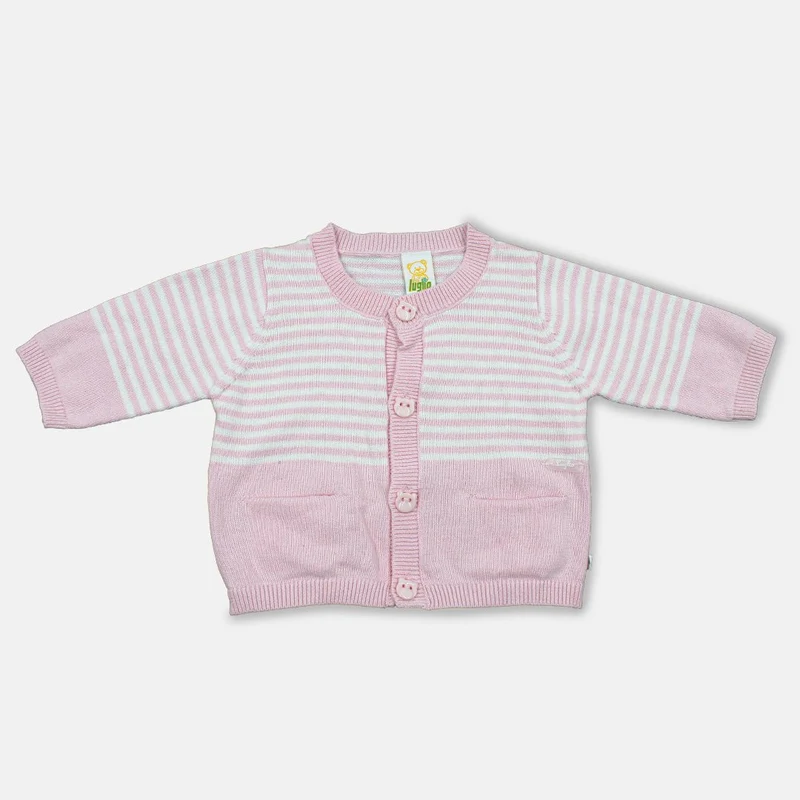 Cardigan A Strisce In Cotone Rosa, Luglio