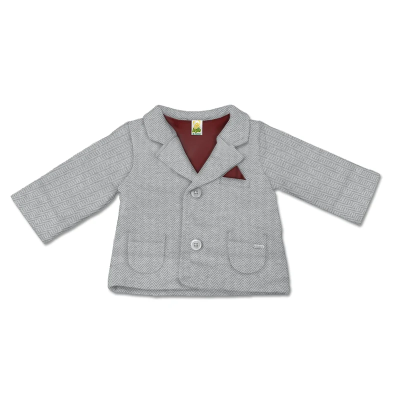 Giacca Neonato In Cotone Grigio E Bordeaux Luglio