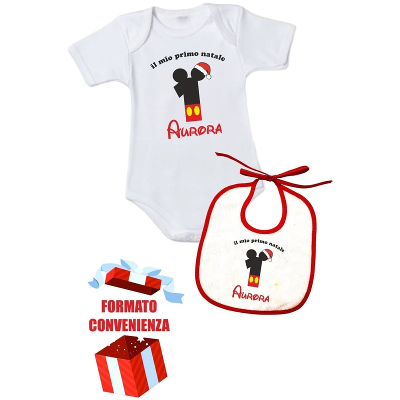 Formato convenienza personalizzata il mio primo natale body In Caldo Cotone + bavetta femminuccia