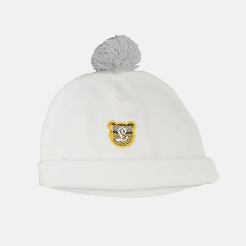 Cappello con pompom applicato e ricamo, Luglio