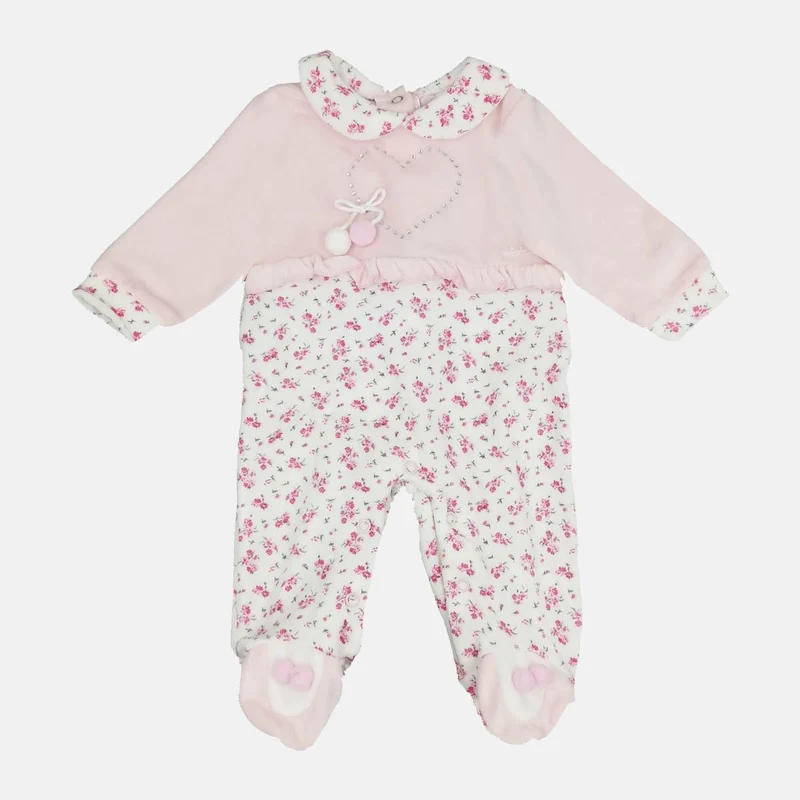 Tutina con fiori disegnati e pompom applicati Luglio