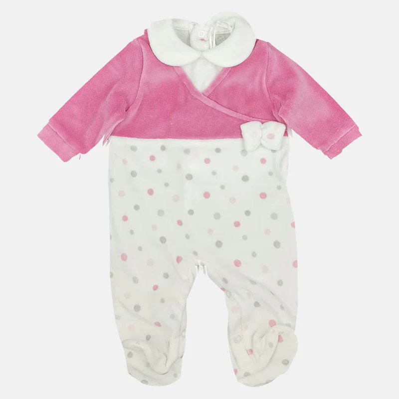 Tutina con pois disegnati e fiocco applicato Ele-Baby