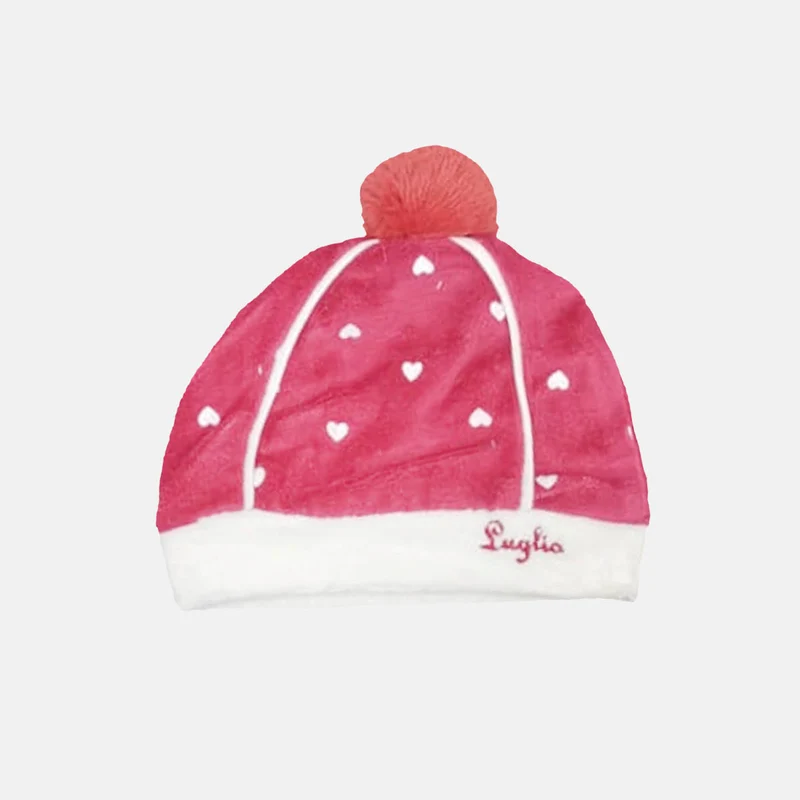 Cappello con cuori disegnati e pompom applicato, Luglio