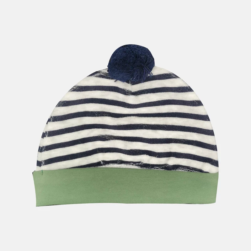 Cappello a righe con pompom Ele-Baby