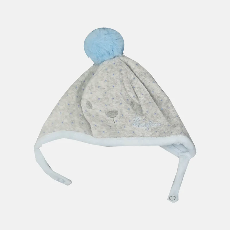 Cappello con pompom applicato e pois, Luglio