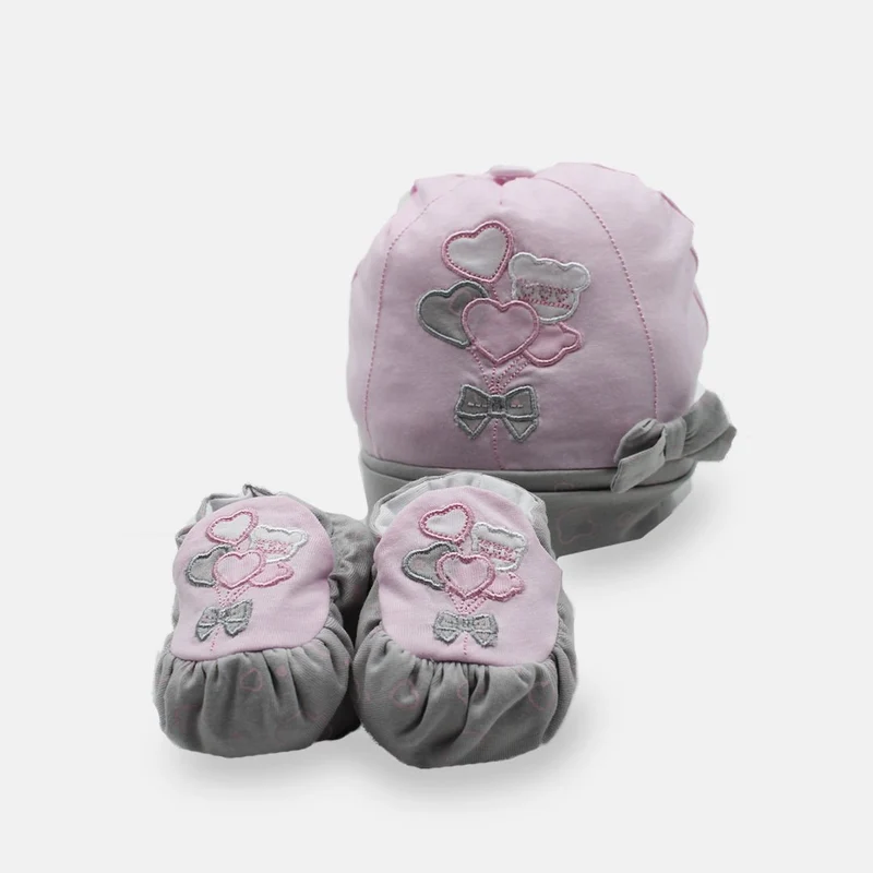 Set Cappellino, Scarpine Cuori, Bidibimbo