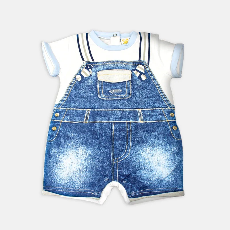 Pagliaccetto Neonato Effetto Jeans, Luglio