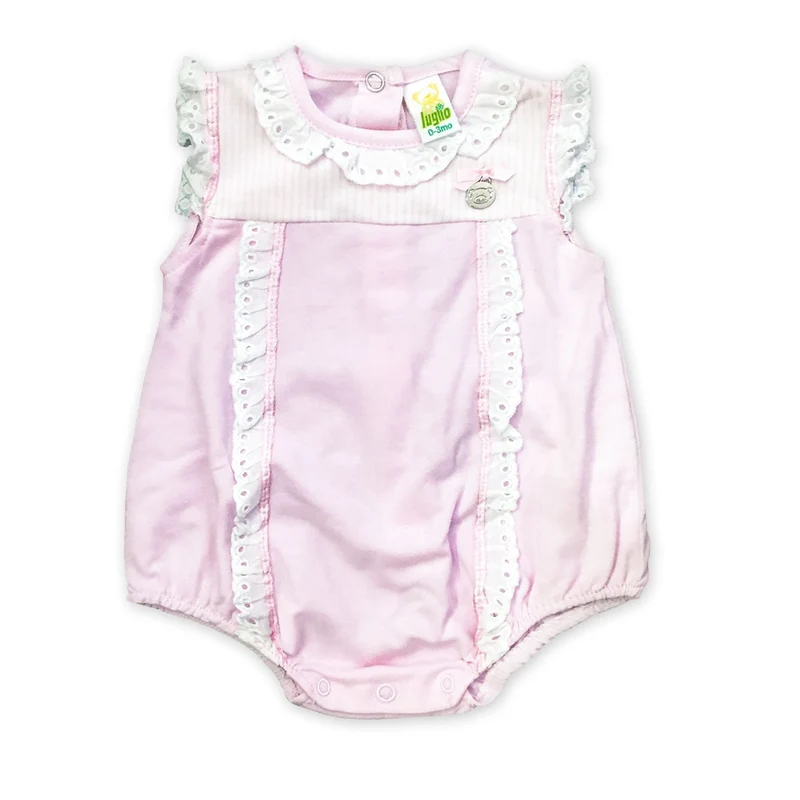 Pagliaccetto Neonata in Cotone con Fiocchi Rosa, Luglio