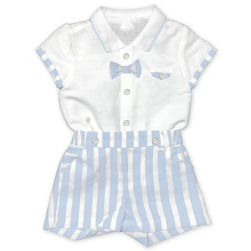 Completino Neonato Camicia + Bermuda Staccabile Cielo