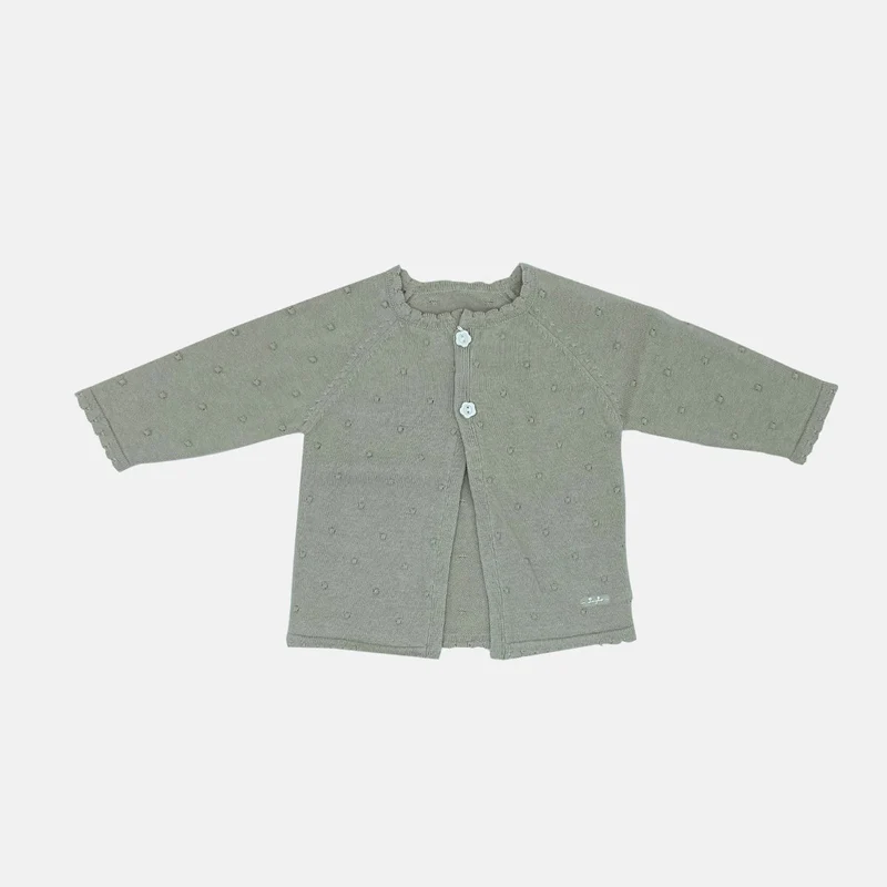 Cardigan Neonata in filo di lana Tortora Luglio