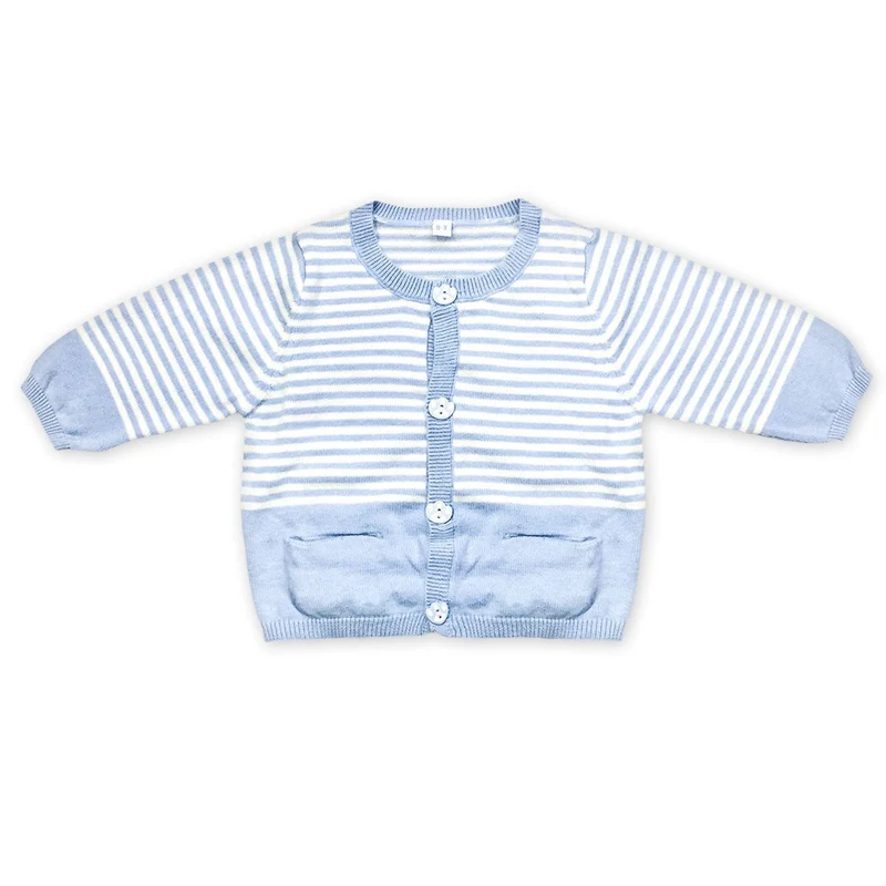 Cardigan Neonato In Cotone Cielo Con Ricamo Marinaretto Luglio