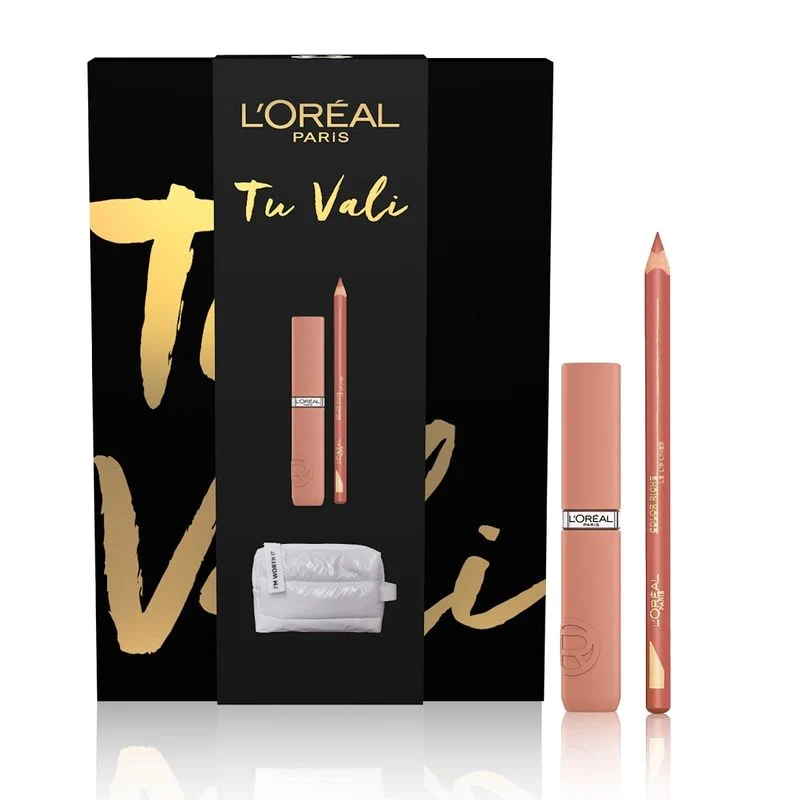 L'Oréal Paris Self Confidence Box Mini Beauty Nero Kit Lips Matte Resistance Nude + Matita Labbra