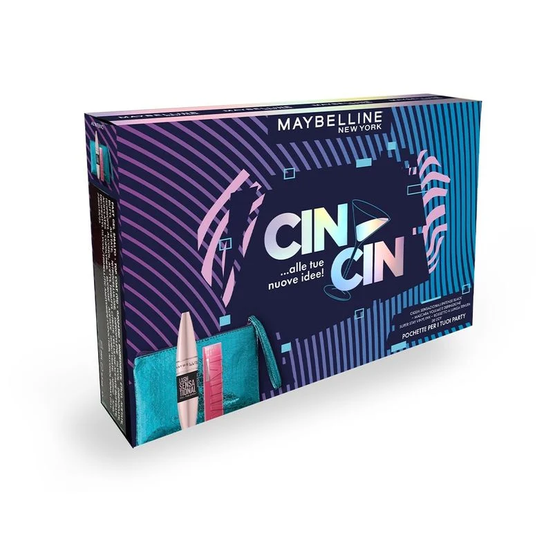Maybelline New York Coffret Occhi Ciglia Sensazionali Intense Black + Rossetto Vinyl Ink 20