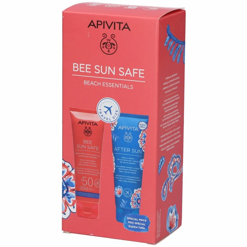 Apivita Bee Sun Safe Beach Essentials Hydra Fresh Viso/Corpo SPF50 100ml + Doposole 100ml