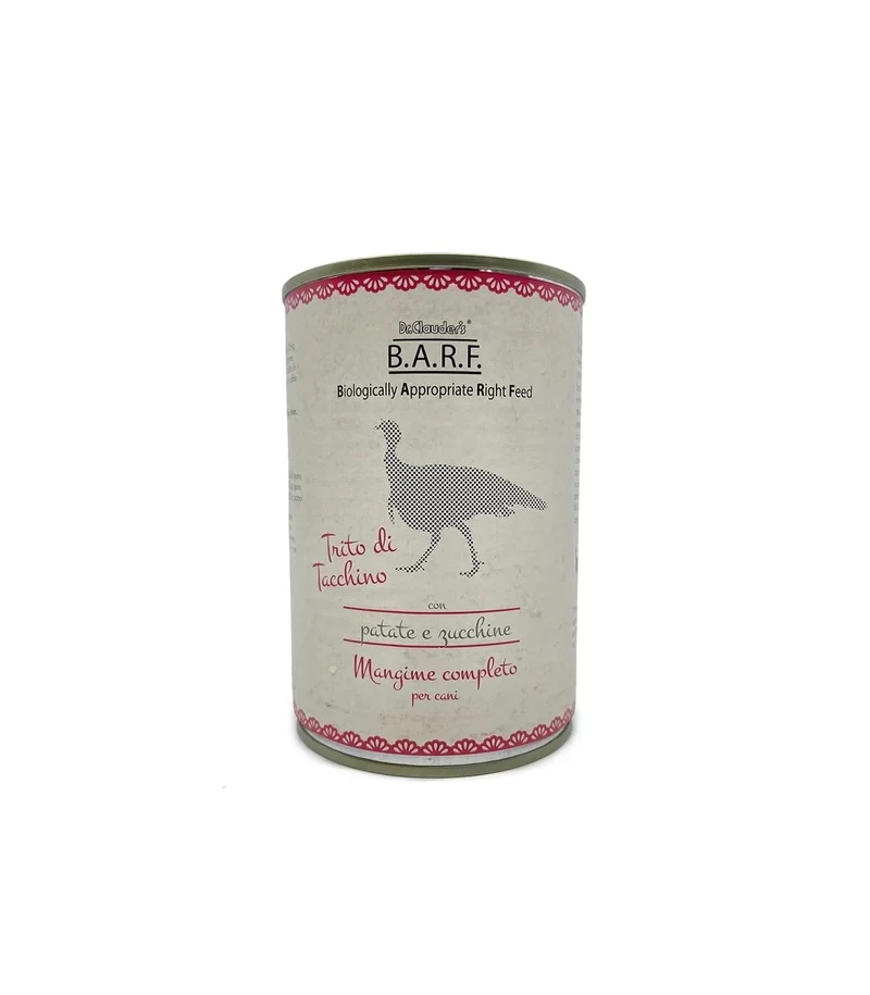 Barf Menu Completo Cane Trito Di Tacchino Con Patate E Zucchine 400g