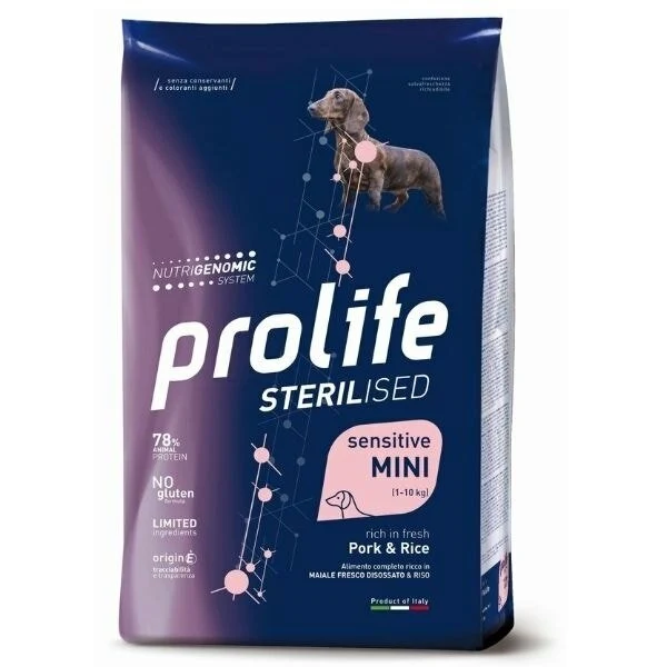 Prolife Dog Sterilised Cibo Secco Maiale E Riso Per Cani Sacco 600g