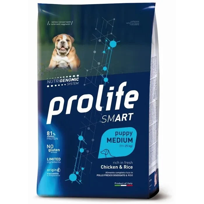 Prolife Dog Smart Chicken & Rice Cibo Secco Per Cani Cuccioli Taglia Media Sacco 2,5 Kg