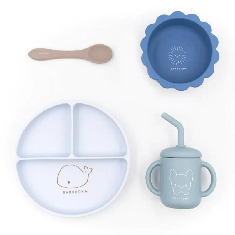 Set pappa in silicone con piattino multiscomparto