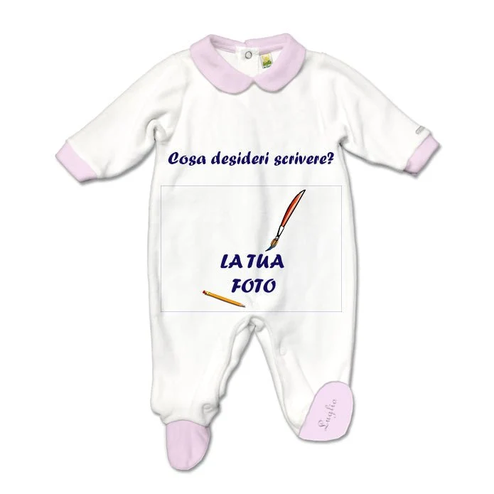 Tutina di colore Rosa personalizzabile con frase e foto