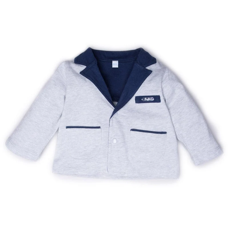Giacca Neonato In Cotone Grigio e Blu Luglio
