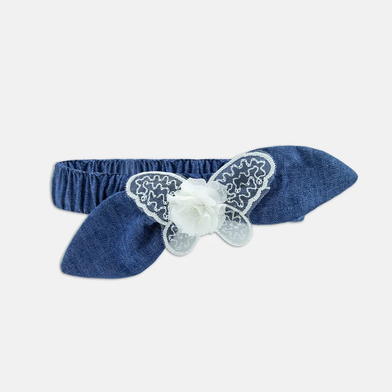 Fascia per Capelli Neonata Jeans con Farfalla, Luglio