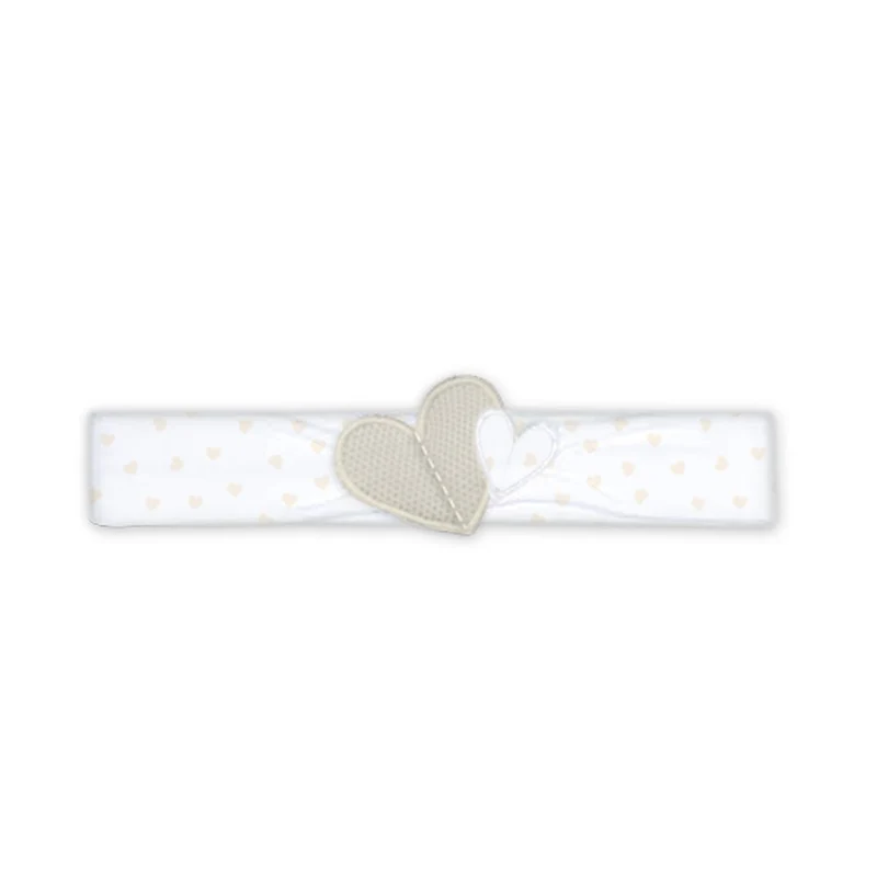 Fascia per Capelli Neonata Bianca e Beige con Cuoricini, Luglio