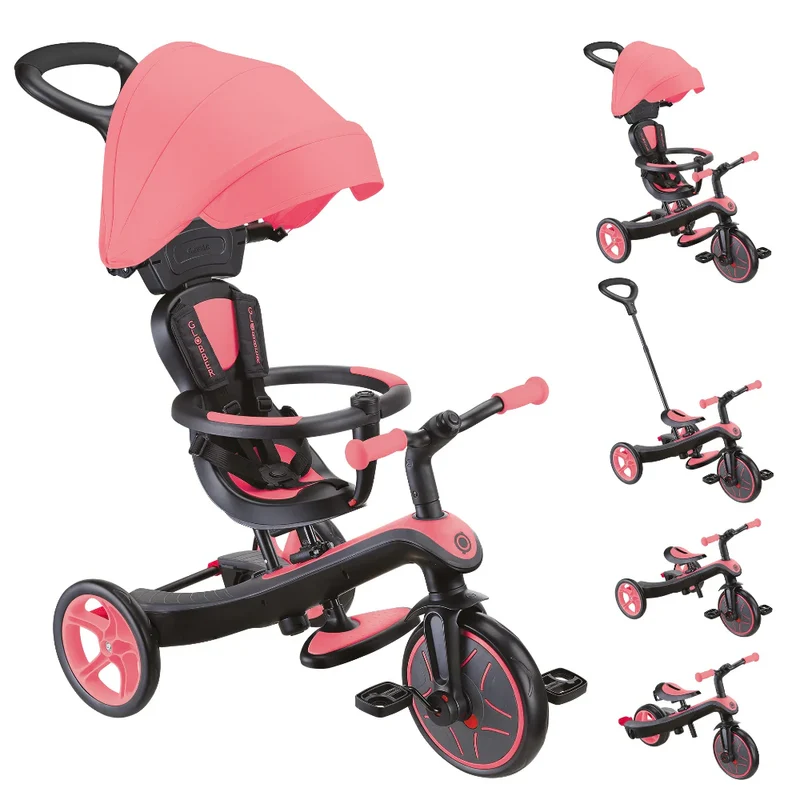 Globber - Explorer Trike 4in1 Deluxe Play - Coral Pink