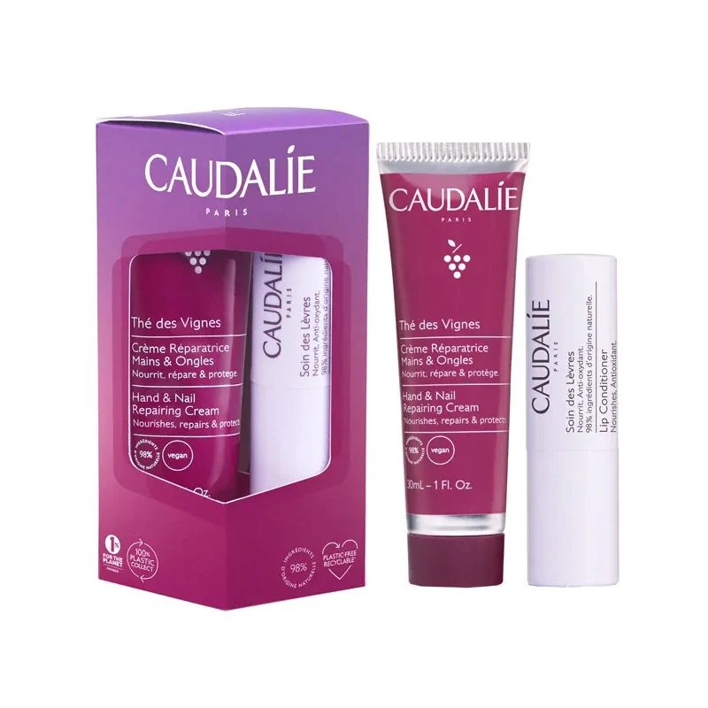 Caudalie The des Vignes Crema Mani E Unghie 30ml + Trattamento Labbra Stick 4,5g