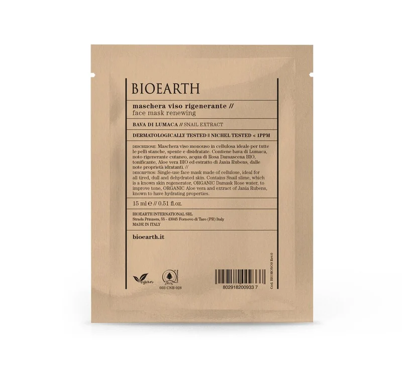 Bioearth Maschera Viso Rigenerante Monouso 15ml