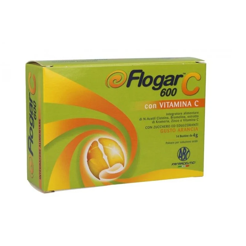 Flogar C 600 con vitamina C gusto arancia integratore per le difese immunitarie gola 14 bustine