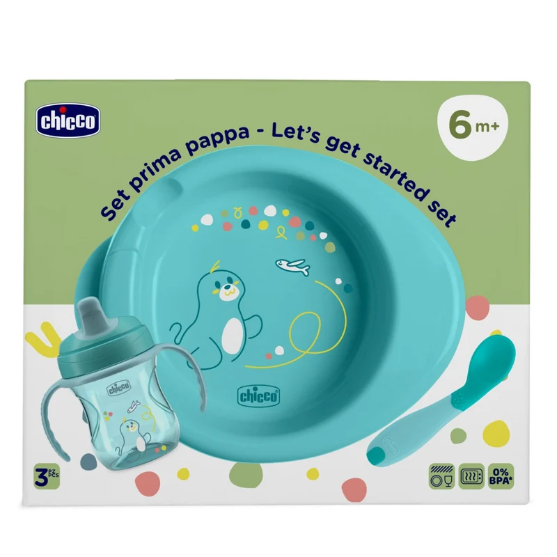 CHICCO SET PAPPA 6+ AZZURRO (LISTA BATTESIMO CARLO)