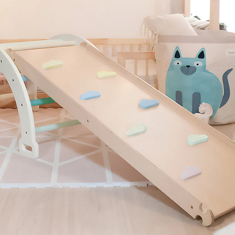 Family Nation - Scivolo/Rampa Montessori per Arco Rainbow e Plicker 2-in-1 per Equilibrio e Agilità - Legno
