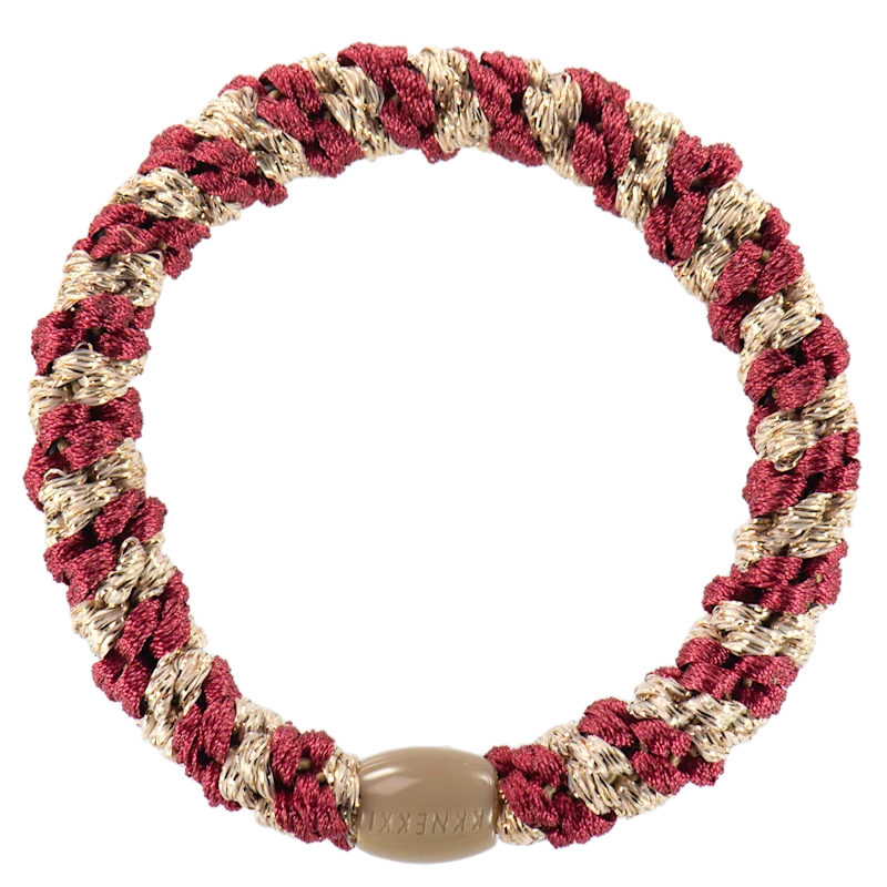 KKNEKKI - Elastico per capelli-braccialetto - Light Bordeaux-Beige glitter stripe