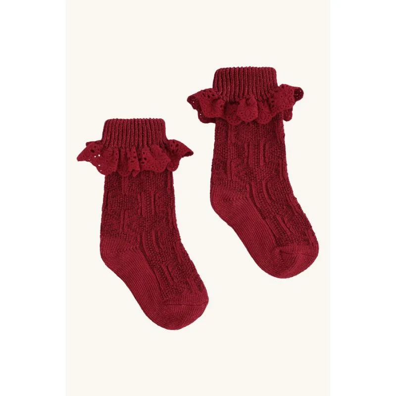 Hust&Claire - Natale - Calze con merletto - bordeaux
