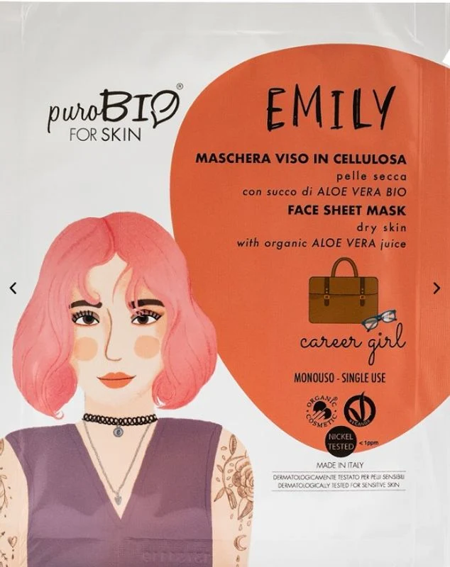 Purobio For Skin Emily maschera viso in cellulosa carrer girl 1 maschera monouso