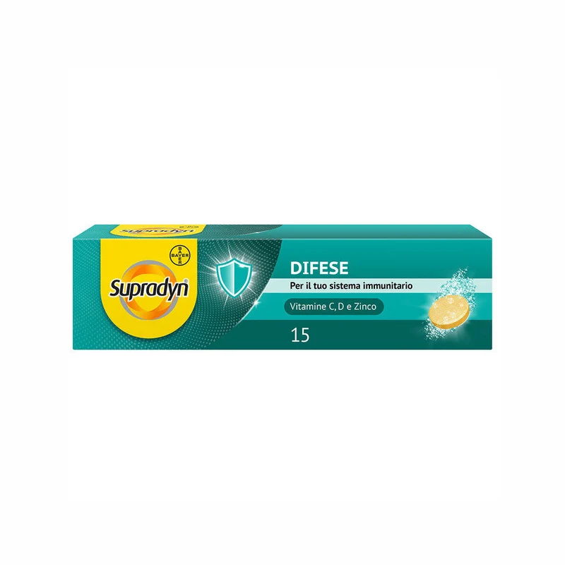 Supradyn Difese Integratore per il Sistema Immunitario con Vitamina C D e Zinco 15 Compresse Effervescenti