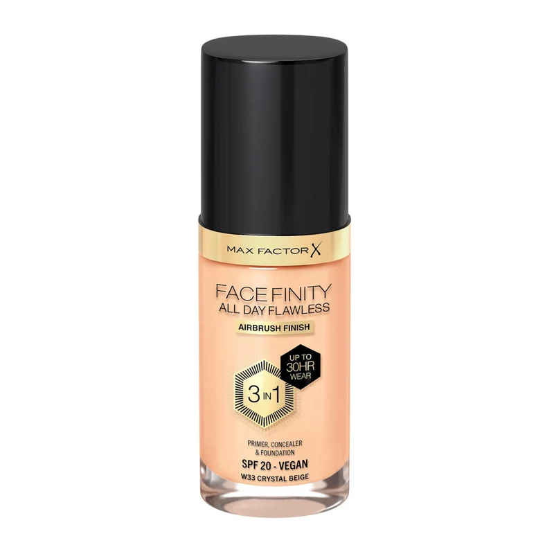 Max Factor Fondotinta Facefinity All Day Flawless 3In1 W33 Crystal Beige 30ml