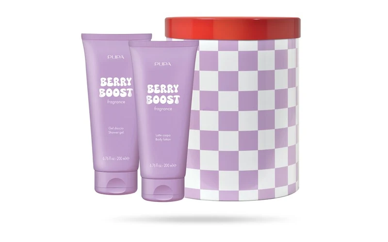 Pupa Happy Box Kit Berry Boost Gel Doccia Esfoliante 200ml + Latte Corpo 200ml