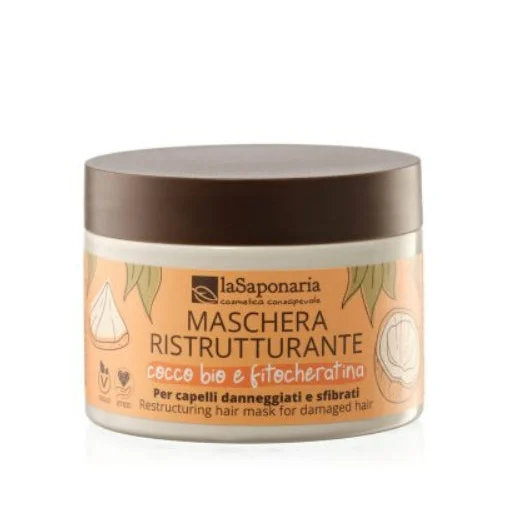 Maschera Ristrutturante Cocco Bio – Trattamento Riparatore per Capelli Sfibrati e Danneggiati