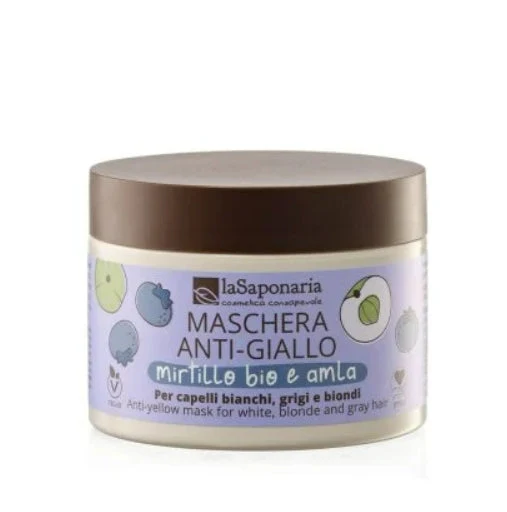 Maschera Anti-Giallo Mirtillo Bio e Amla – Maschera Nutriente per Capelli Bianchi e Biondi