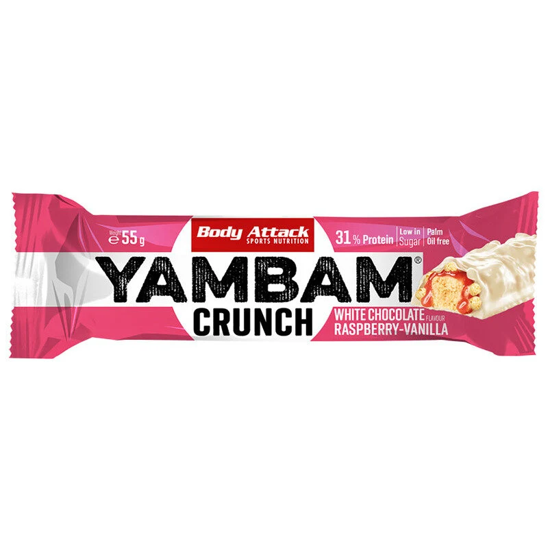 Newtritions Body Attack YamBam Bars Crunch Gusto Cioccolato Bianco Lampone & Vaniglia 55g