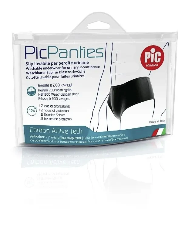 PicPanties Slip Lavabile per Perdite Urinarie Uomo Livello 2 Nero Taglia L