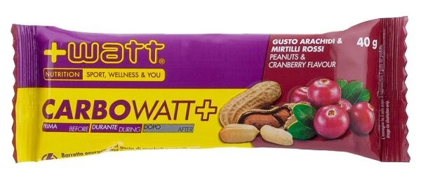 +Watt Carbowatt+ Barretta Energetica Gusto Arachidi & Mirtilli Rossi 40g